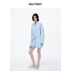 SELFWHO莱赛尔混纺纯色衬衫裙女2025春新款单排扣翻领花苞连衣裙 商品缩略图1