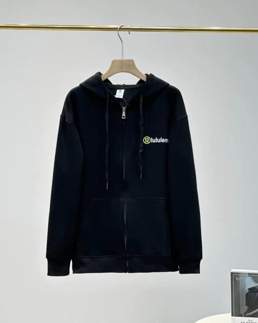 lulu2025春夏新款露露乐檬拉链休闲外套帽衫，潮流宽松百搭基础款纯棉外套，男女同款 商品图5
