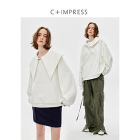 真丝羊毛天丝混纺可造型大翻领慵懒感宽松卫衣2025春WY2501027