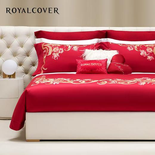 【春上新】10楼罗卡芙ROYALCOVER100支全棉绣花欧式婚庆 红色四件套 贝拉之恋-红240* 240cm吊牌价8980元 活动价4980元 商品图0