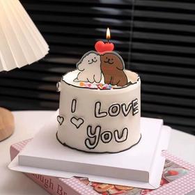 【214情人节】情侣纪念线条小狗蛋糕C款