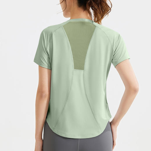 跃牌【瑜堂系列】宽松休闲T恤短袖网纱透气大码罩衫上衣时尚拼接显瘦运动服JYWD016 商品图2