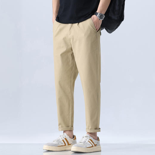 【夏季薄款】【纯棉】【新款DYG】大依优型大码夏季休闲九分裤男士薄款简约纯色休闲裤男宽松日式哈伦裤男潮 商品图3