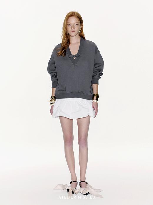 【银河之兔】兔耳蝴蝶结拼接设计廓形卫衣 商品图1