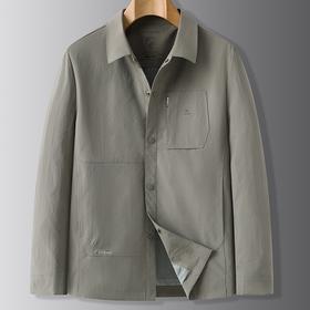 【DWP】大依优型大码加肥大码休闲翻领茄克外套男春季单排扣上衣肥佬宽松男士