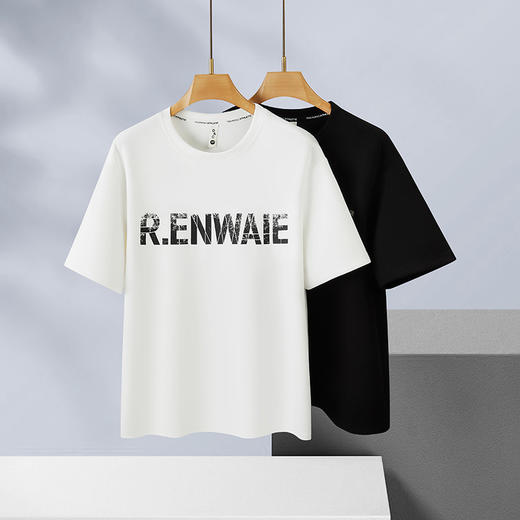 【新款DX】大依优型大码春季新款高克重圆领短袖男士卫衣印花宽松男半袖加大打底上衣 商品图2