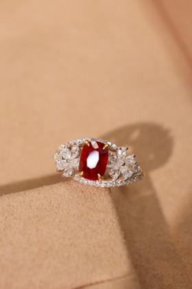 1.72ct刻面红宝石戒指