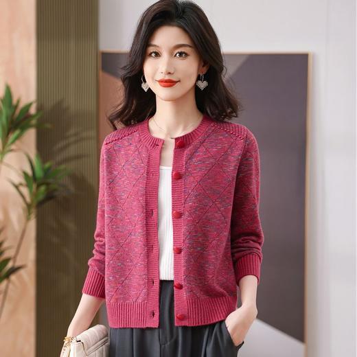 CC-103-H032春秋花纱针织衫女开衫大码宽松休闲减龄毛衣外套短款外搭 商品图1