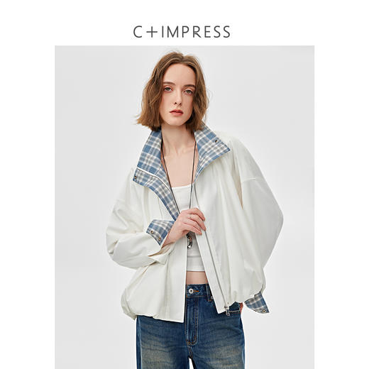 醋酸羊毛重工拼接格子设计感春季夹克外套2025春WT2501019 商品图3