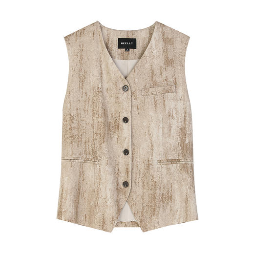 NEELLY纳俪商场同款春季新款时尚扎染休闲无袖马甲女极简个性上衣N25023D01107 商品图3