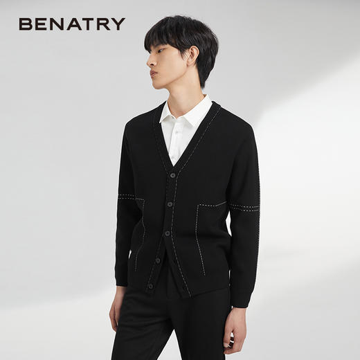 贝纳川绗线描边设计男士时尚开衫ECK316002402 商品图4