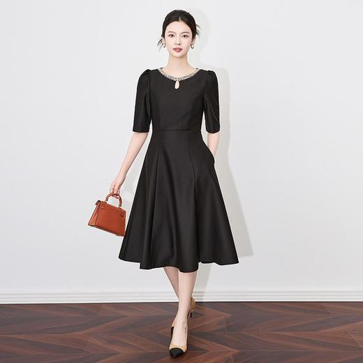 【高货wl】全新升级【铂金会员330/天猫439/差价109】(22057)洛诗琳新款春夏时尚高品质气质礼服裙钉钻圆领名媛连衣裙 商品图0