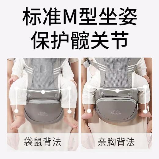 抱抱熊腰凳婴儿背带轻便四季多功能宝宝托抱娃神器前后两用式夏季 国际髋关节协会IHDI权威认证 商品图1