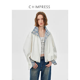 醋酸羊毛重工拼接格子设计感春季夹克外套2025春WT2501019