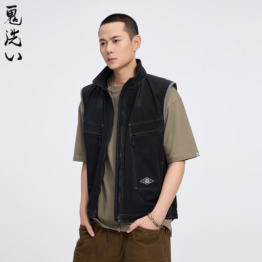 ONIARAI/鬼洗25春新品游侠系列刺绣轻机能风多袋马甲男士 B340216 商品图1