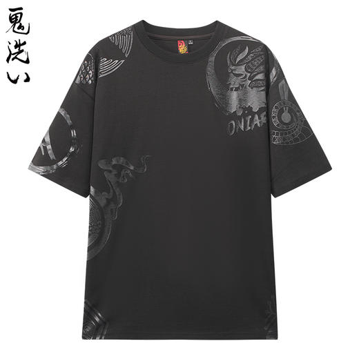 ONIARAI/鬼洗25春夏新品鬼和艺圣兽丸落肩短男式休闲恤 B830184 商品图0