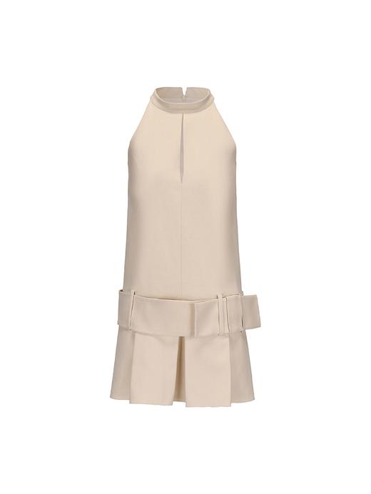 【伦敦手信】蝴蝶结宽腰带A字百褶下摆连衣裙 商品图4