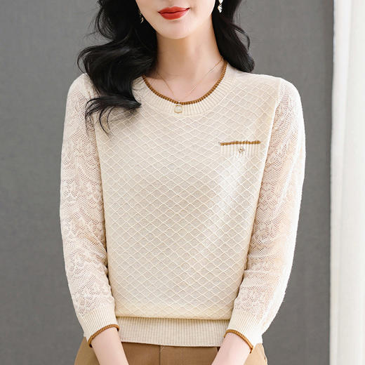 CC-101-92515春夏新款中袖t恤女圆领针织冰丝上衣秋装洋气宽松遮肚小衫薄 商品图1