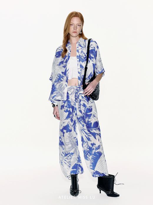 【卡普里清朗】品牌定染印花桑蚕丝亚麻混纺长裤 商品图3