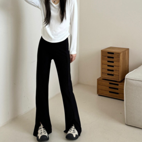 Beau Muse 高腰垂感开叉喇叭裤 I 大弹力塑形 收腹显瘦 优化身材比例 包容体重85-135斤【72h内发货】