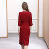 DNO-5AA1117-1春秋季新款2025年大码酒红色连衣裙喜婆婆平时可穿婚宴礼服 商品缩略图3