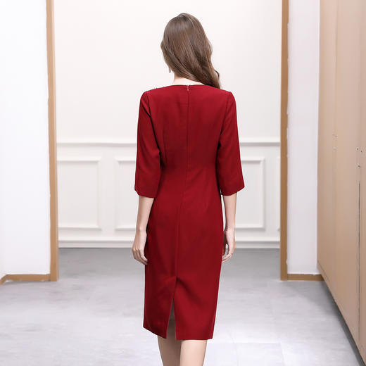 DNO-5AA1117-1春秋季新款2025年大码酒红色连衣裙喜婆婆平时可穿婚宴礼服 商品图3