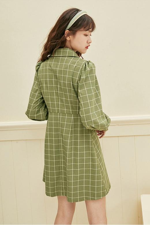 OECE 西装领格纹收腰连衣裙 11575 商品图2