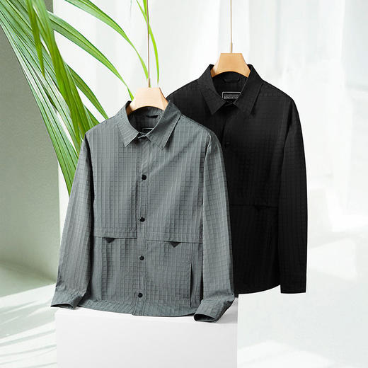 【新款DWD】大依优型大码春秋季新款男士格子翻领夹克外套加肥加大码时尚夹克上衣胖子 商品图11