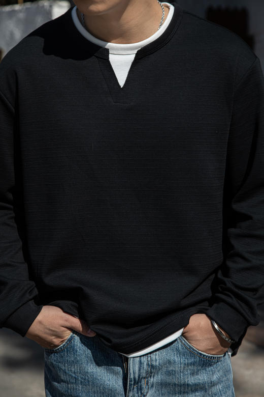 E511411100假两件长袖T恤 商品图1