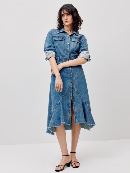 LIYIHAN漠野丨25春纯棉刺绣分割收腰牛仔连衣裙长款复古鱼尾裙 商品图1