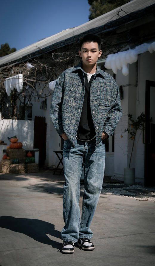 512525362复古格纹衬衫外套 商品图3