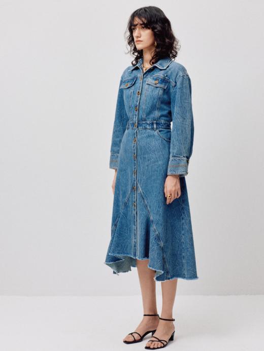 LIYIHAN漠野丨25春纯棉刺绣分割收腰牛仔连衣裙长款复古鱼尾裙 商品图2