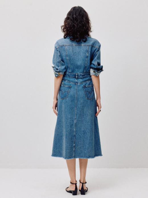 LIYIHAN漠野丨25春纯棉刺绣分割收腰牛仔连衣裙长款复古鱼尾裙 商品图4