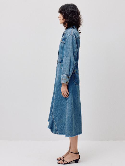 LIYIHAN漠野丨25春纯棉刺绣分割收腰牛仔连衣裙长款复古鱼尾裙 商品图3