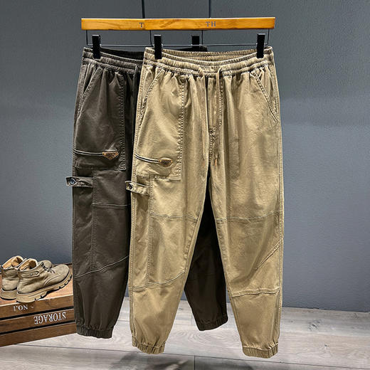 【纯棉】【DYG】大依优型大码男装抽绳松紧束脚运动休闲裤男潮牌多袋户外工装裤 商品图5