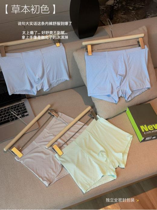 🏆【草本初色 网孔少男平角内裤4条装9532款 😲】 ✅九宫格网孔设计，高感透气，😉穿起来裸感舒适，双层网孔内裆设计，🉑透气不闷热，呵护肌肤； 商品图4