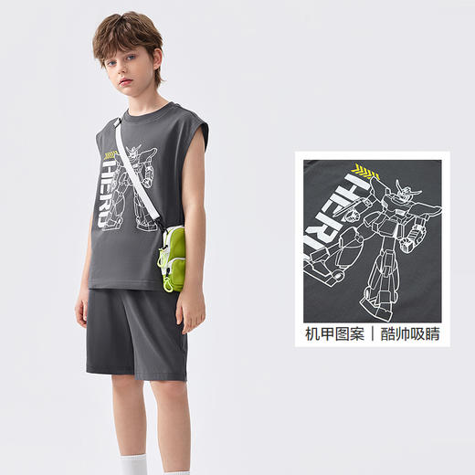 【限时秒杀】巴拉巴拉儿童短袖套装2025新款童装夏季男大童两件套速干透气无袖 商品图3