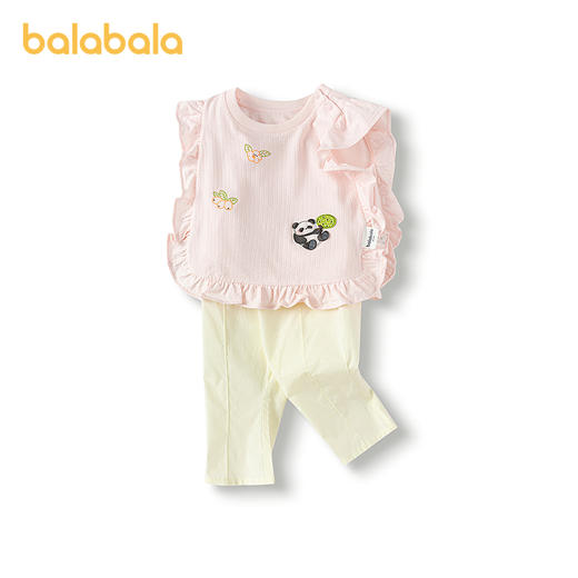 巴拉巴拉宝宝短袖套装夏装女童衣服两件套2025新款时尚复古国风萌 商品图4