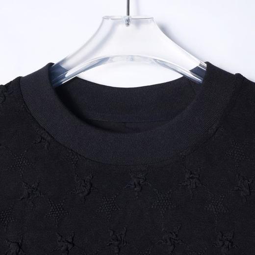 38750早春新款时尚个性韩版纯色褶皱纽花圆领短袖上衣百搭情侣上衣潮 商品图2