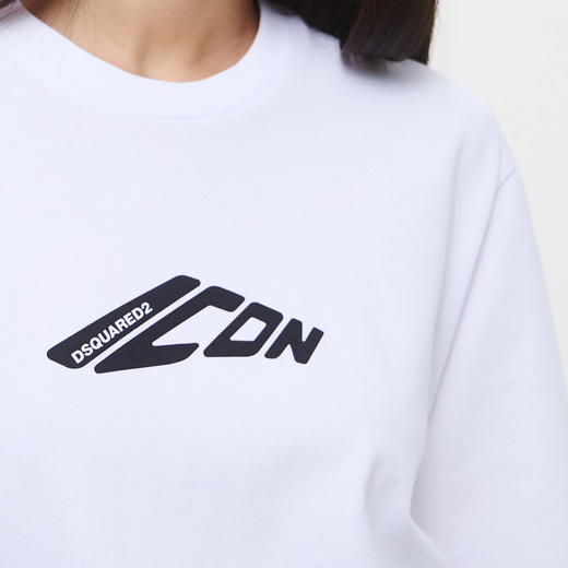 DSQUARED2 女士徽标印花棉质圆领短袖T恤 白色 S80GC0079 D20033 100 商品图2