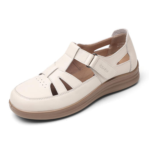 信诺真皮罗马凉鞋镂空包头女鞋夏季百搭透气凉鞋舒适软底妈妈鞋子5C8166-5 商品图4