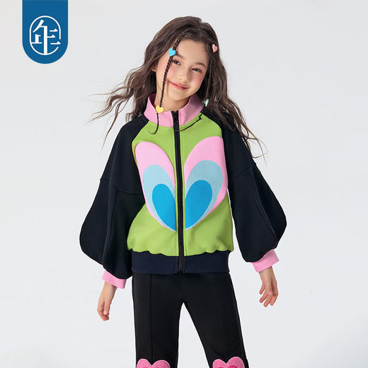 年衣童装女童外套2025年春新款儿童立领外套女大童撞色休闲上衣扑通扑通外套 商品图1