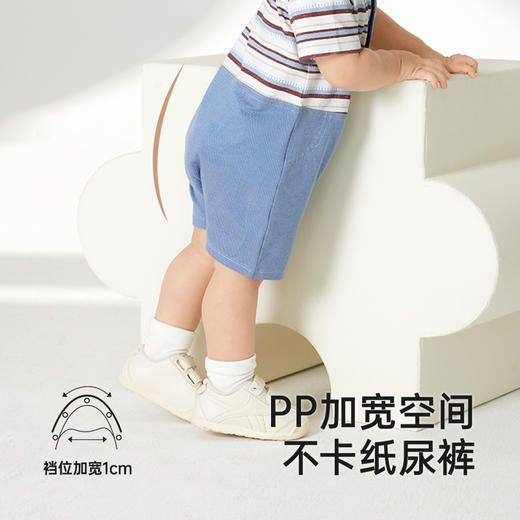 英氏婴儿衣服夏季轻薄透气假两件连体衣男宝月亮裆爬服2025新款 商品图3