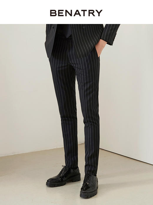 贝纳川竖条纹通勤男士西裤100026034402 商品图2