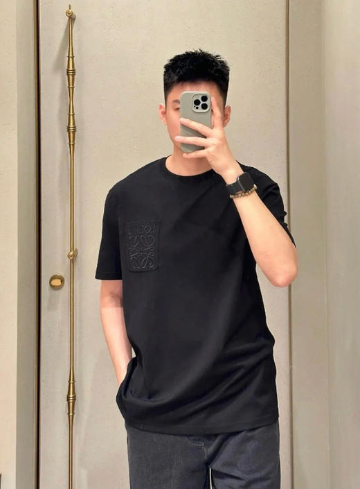 新品Loewe 基础口袋刺绣短袖T恤 商品图4