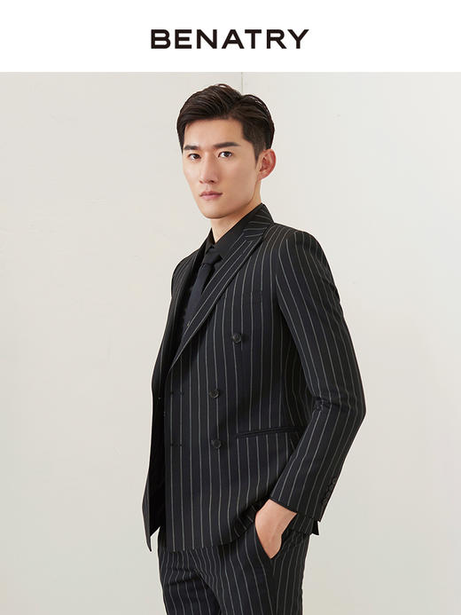 贝纳川竖条纹羊毛男士通勤西服100025034402 商品图1
