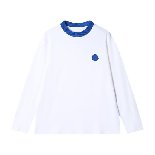 T2250春夏新款时尚个性韩版蓝白撞色圆领长袖T恤百搭潮流套头打底衫 商品图1