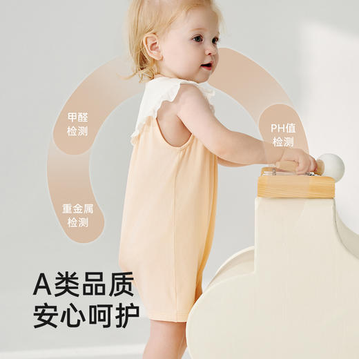 英氏婴儿衣服透气背心连体衣夏季可爱女童衣服2025新款月亮裆爬服 商品图3