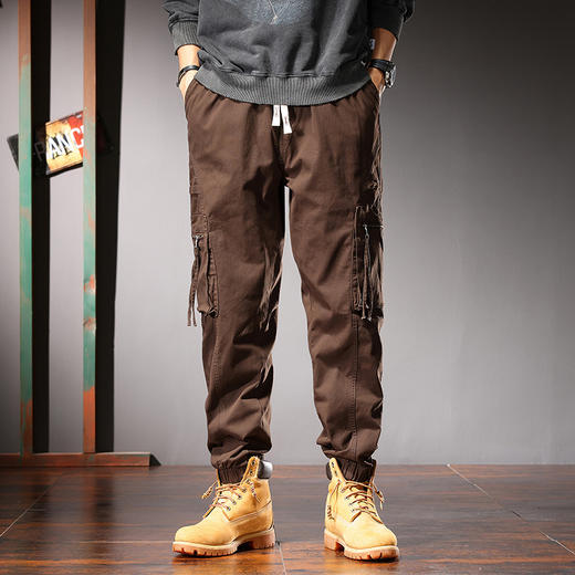 【DYG】大依优型大码潮牌抽绳松紧多袋工装裤男美式四季迷彩休闲裤男束脚运动休闲裤子 商品图3