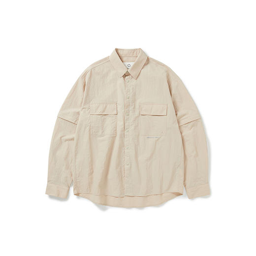 WHEELS and WIND 竹节皱盐缩尼龙袖子可脱卸机能性衬衫 商品图0